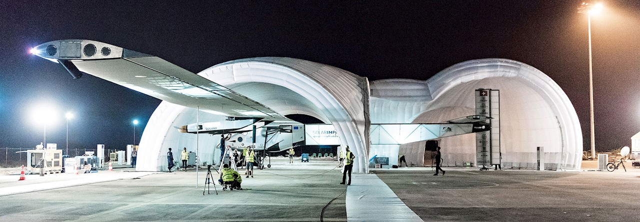 Mandalay in Myanmar was the fifth stop on this trip around the world. The aircraft was serviced in its inflatable hangar in preparation for Nanjing, the next stop.