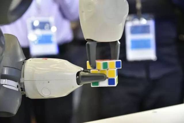 YuMi is able to solve the Rubik's Cube in three minutes.