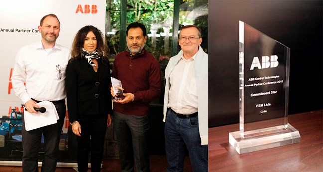 Johan Bjorklund (Global Product Group Manager de la Unidad de Negocios Control Technologies de ABB en Suiza). Maritza Cerda (Propietaria FSM LTDA). Fidel Salazar (Propietario / Gerente General FSM LTDA). Ilpo Ruohonen (Global Business Unit Manager de la Unidad de Negocios Control Technologies de ABB en Singapur).