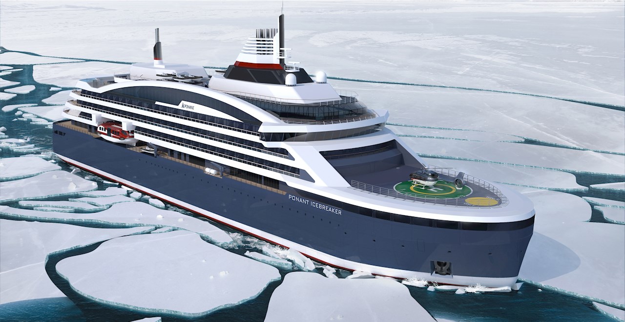 Dette luksuriøse polarekspedisjonsskipet til det franske cruiseselskapet PONANT får to Azipod VI elektriske fremdriftsenheter for å håndtere krevende is (Foto: Ponant-Stirling International)
