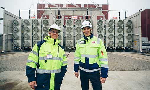 Harri Nurminen, Fingrid responsible for HVDC maintenance contracts, and Jari Konttinen from ABB