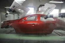 ABB IRB 5400 painting robots working in Volvo plant