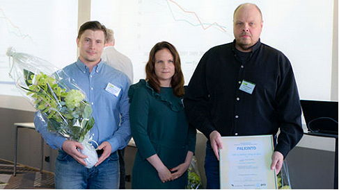 Electrical Safety Champion Mika Parvinen, HSE Manager Marjo Keturi and Safety Advisor Tero Sulkakoski received the diploma