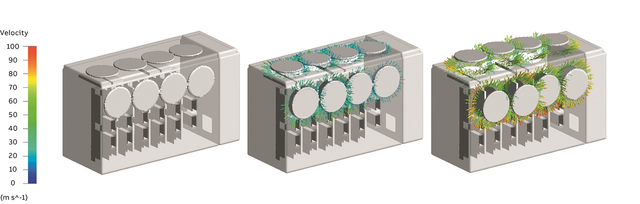 05 Detailed PRIAS simulation of the bursting flaps in the rectifier at three different times.