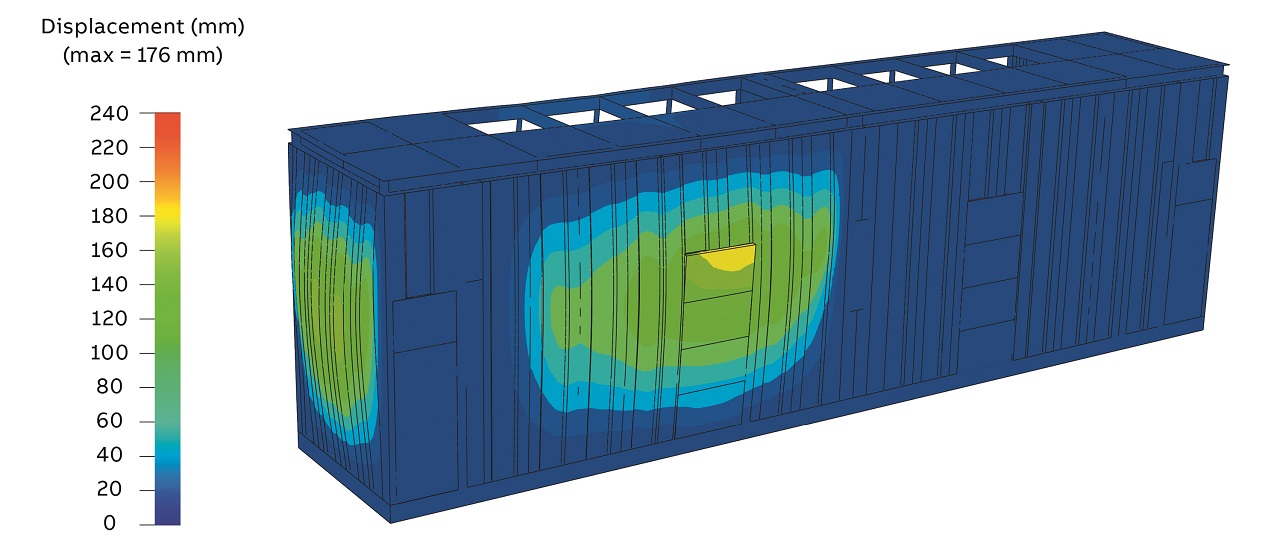 06 Simulated structural displacement at arc failure induced peak pressure, based on pressure distribution from PRIAS (surface-average).