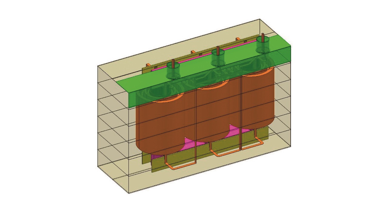 02 The concept of StudyTrafo’s interface is to generate simulation models based on the input data of the mechanical dimensions of transformer components: core and yoke clamps, windings, tank and shielding.