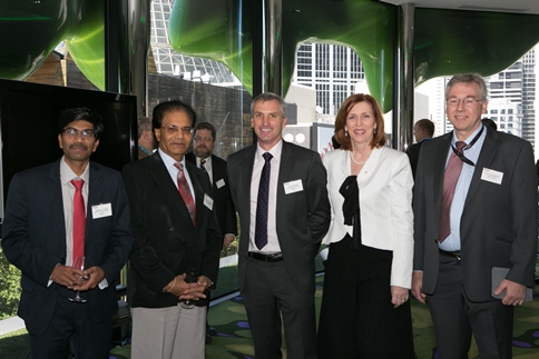 Mallikarjun Kande (ABB India) Professor Suresh Bhargava, Simon de Bell (ABB Australia), Professor Margaret Gardner AO and Professor Heinz Schmidt