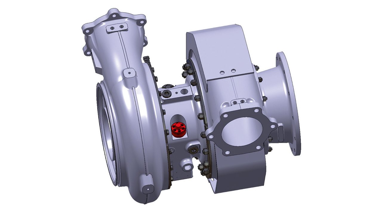 07 A240-H turbocharger with clamping nuts.