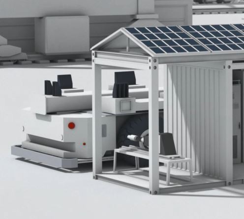 Imagen 4 - Se utiliza un conector personalizado para facilitar la carga rápida CC para los AGV