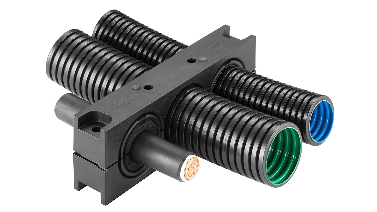 Kompaktes Haltersystem für Wellrohre und Kabel