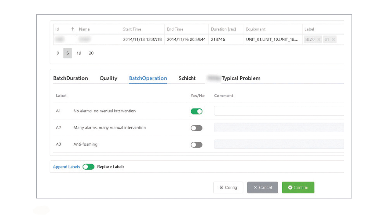 02 ABB Ability™ BatchInsight batch label dialog.