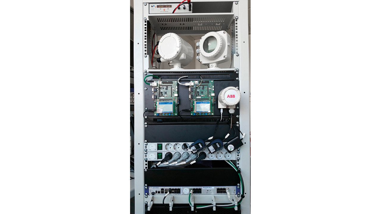 04 Ethernet prototypes (lowermost) enabling ABB Coriolis mass flowmeters (topmost) to communicate via OPC UA.