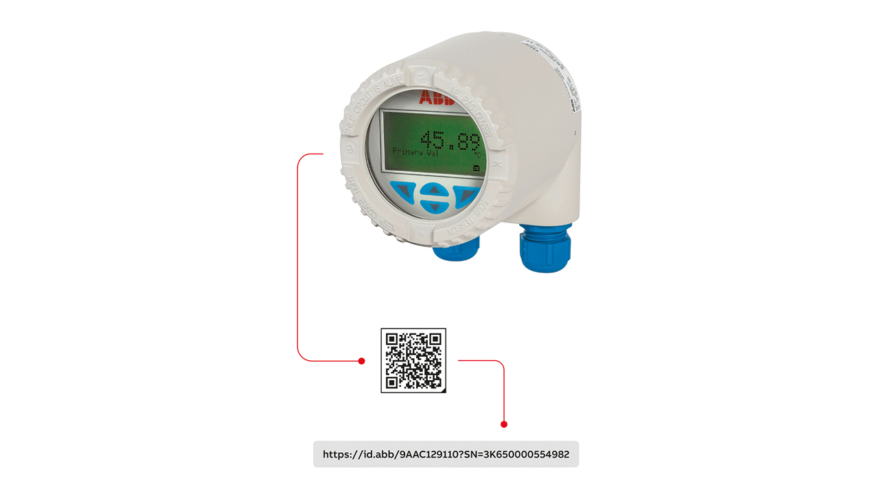 02 Example of an AutoID weblink encoded as a QR code for a temperature transmitter.