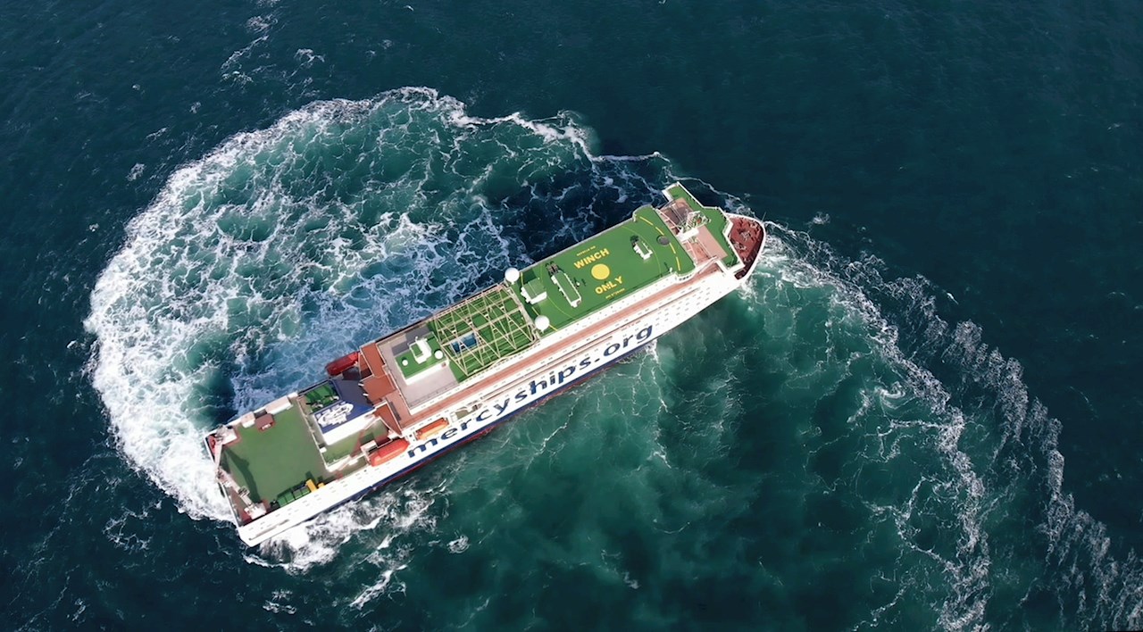 Hospitalsskibet Global Mercy har ekstrem høj manøvrerbarhed som betyder at hun kan komme ind i svært tilgængelige havne Foto: Tianjin Xingang Shipyard