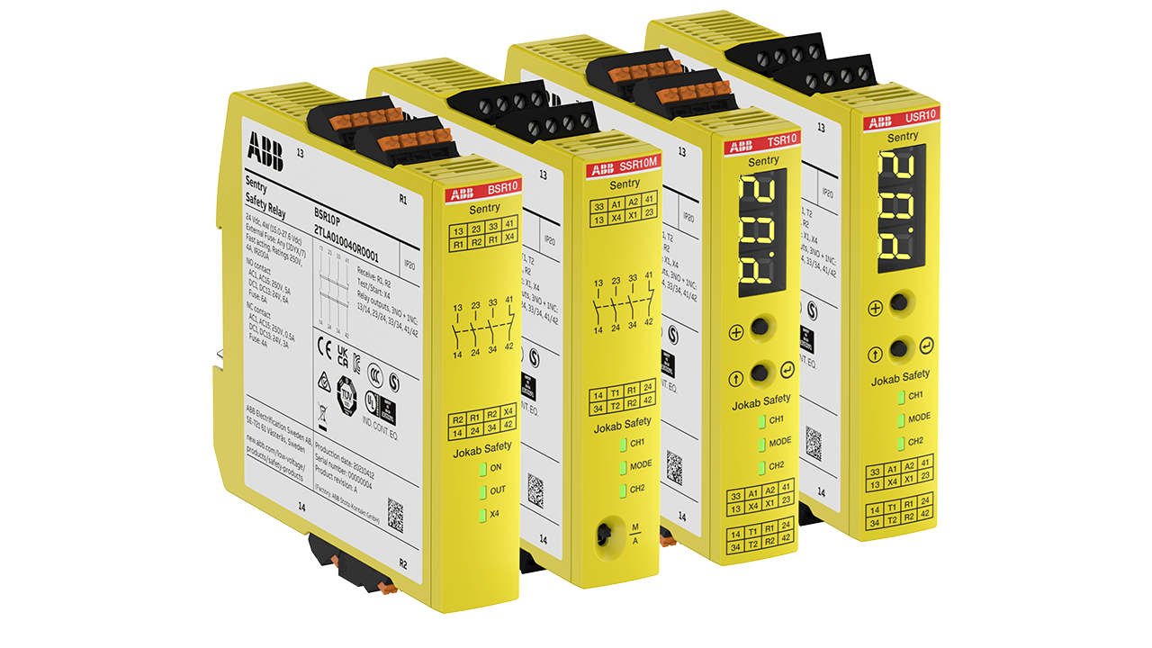 ABB Sentry säkerhetsreläer med push-in-anslutning förkortar installationstiden med 50 procent