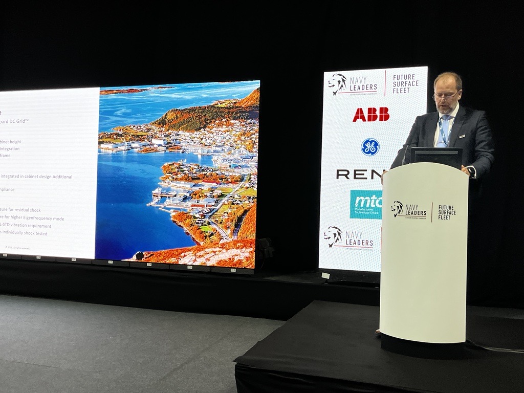 Egil Johansen, VP Coast Guard & Navy, ABB Marine and Ports, speaking at Combined Naval Event - May 2023