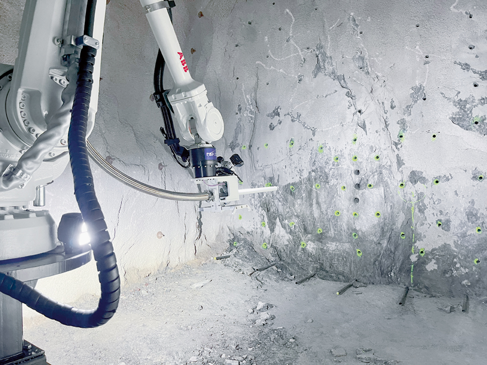 01 Autonomous systems – like the charging robot shown here placing explosives in an underground mine – are already appearing in the field. How are such systems being exploited in the wider industrial world?