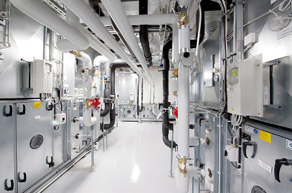 Pumps and fans are controlled via 30, ABB standard drives for HVAC with native BACnet, thus allowing them to be integrated without gateways while being fully visible throughout the system.