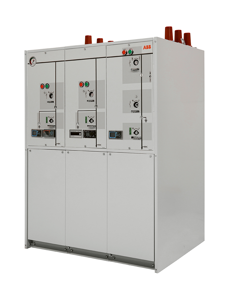 01 New puffer interrupters offer advantages over the vacuum circuit breakers (VCBs) used in 
switchgear like this SafePlus Air CCV (ie, 2 x VCB + 1 x isolator switch) GIS.
