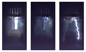 05 A hot cloud from the arc settling around the moving main contact, which resulted in restrike to it. Design changes can push the hot gas away from the moving main contact and prevent the  dielectric restrike.