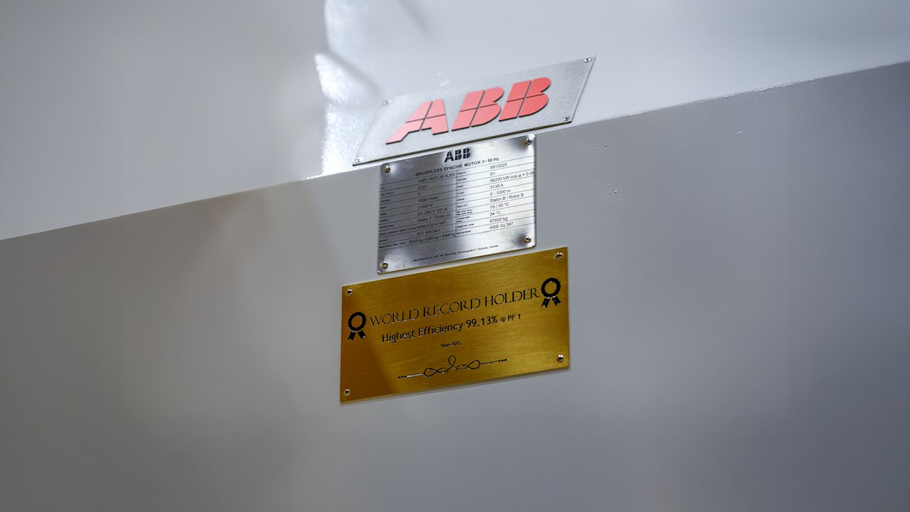 ABB motor sets new world record by achieving 99.13% energy efficiency