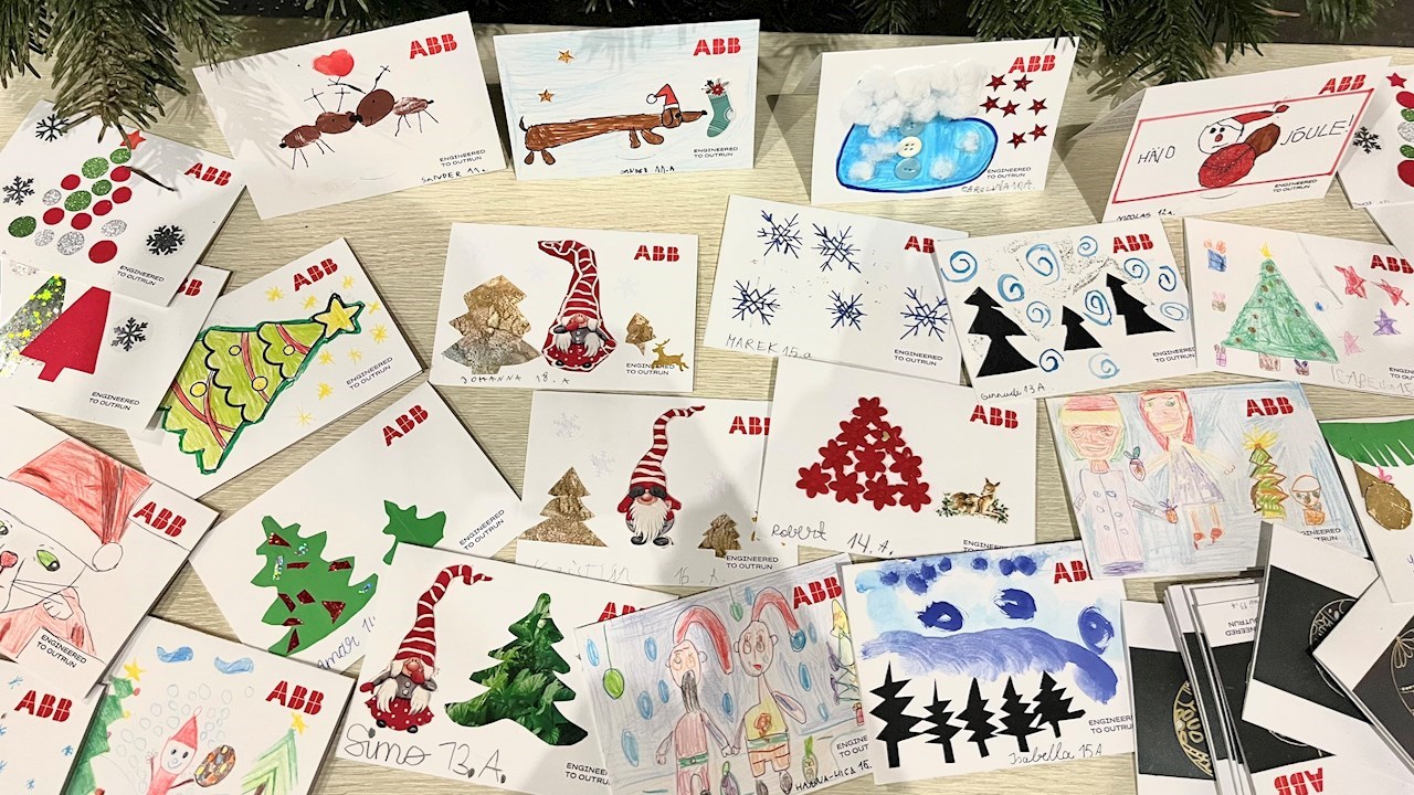 ABB Christmas cards by Porkuni School children warm hearts