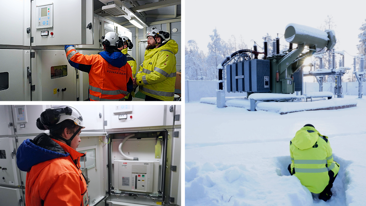 Rovakaira's team at work: maintaining substations and responding to faults across hundreds of kilometers of Arctic terrain, whatever the weather.