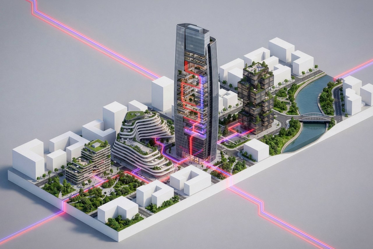 Energy flows in a city (AI generated)